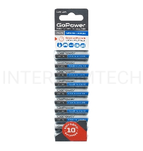 Батарейка GoPower LR6 AA BL10 Alkaline 1.5V (10/60/360) блистер (10 шт.)