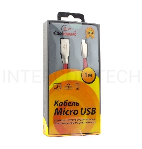 Кабель USB 2.0 Cablexpert CC-G-mUSB01R-1M, AM/microB, серия Gold, длина 1м, красный, блистер