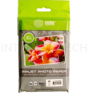 Фотобумага Cactus CS-GA618050ED A6/180г/м2/50л./белый глянцевое для струйной печати