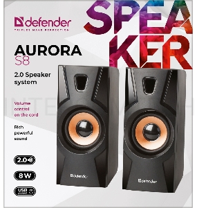 Акустическая система 2.0 Defender Aurora S8 черный, 8 Вт, питание от USB  65408
