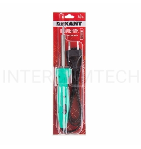 Паяльник REXANT с нагревателем, долговечное жало, 220 В/40 Вт, LED подсветка