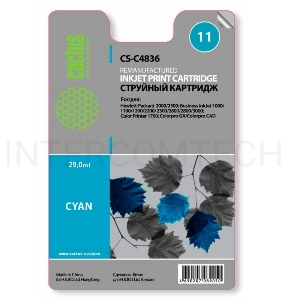 Картридж струйный Cactus CS-C4836 голубой для №11 HP 2000/2500/1000/1100/1200 (29ml)
