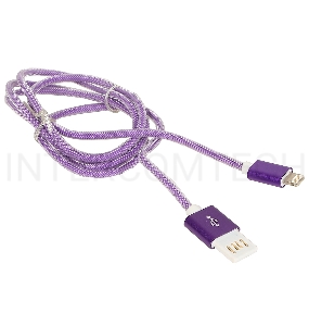 Кабель Gembird USB 2.0 Cablexpert CCB-ApUSBp1m, AM/Lightning 8P, 1м, армированная оплетка, разъемы фиолетовый металлик, блистер