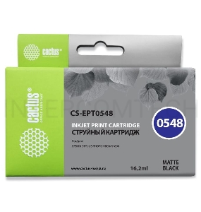 Картридж струйный Cactus CS-EPT0548 черный матовый для Epson Stylus Photo R800/ R1800 (16,2ml)