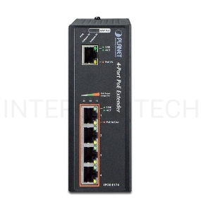 IPOE-E174 индустриальный PoE экстендер IP30 Industrial 1-Port 60W Ultra POE to 4-Port 802.3af/at Gigabit POE Extender (-40 to 75 C)