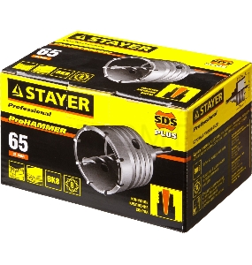 Коронка твердосплавная STAYER PROFESSIONAL 29190-65_z01  в сборе SDS+ d65мм