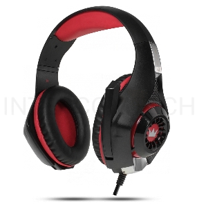 [Наушники] CROWN CMGH-101T Black&red (Подключение jack 3.5мм 4pin+ адаптер 2*jack spk+mic,Частотныи? диапазон: 20Гц-20,000 Гц ,Кабель 2.1м,Размер D 250мм, регулировка громкости, микрофон на ножке)