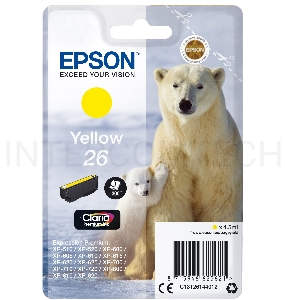 Картридж струйный Epson C13T26144012/C13T26144010 желтый для Epson XP-600/605/700/710/800 (300стр.)