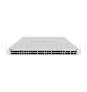 Коммутатор CRS354-48P-4S+2Q+RM Cloud Router Switch 354-48P-4S+2Q+RM with 48 x Gigabit RJ45 LAN (all PoE-out), 4 x 10G SFP+ cages, 2 x 40G QSFP+ cages, RouterOS L5, 1U rackmount enclosure, 750W PSU