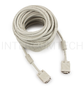 Кабель Gembird/Cablexpert CC-PPVGA-20M,Кабель VGA Premium , 15M/15M, 20м,серый, тройной экран,феррит.кольца  
