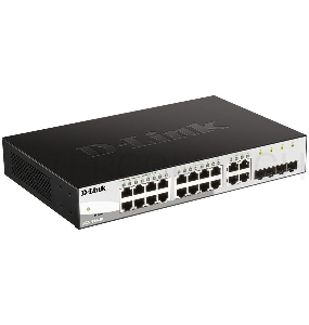 Коммутатор D-Link Gigabit Smart Switch with 16 10/100/1000Base-T ports and 4 Gigabit MiniGBIC (SFP) ports