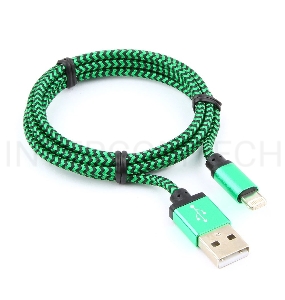 Кабель Gembird  USB 2.0 Cablexpert CC-ApUSB2gn1m, AM/Lightning 8P, 1м, нейлоновая оплетка, алюминиевые разъемы, зеленый, пакет