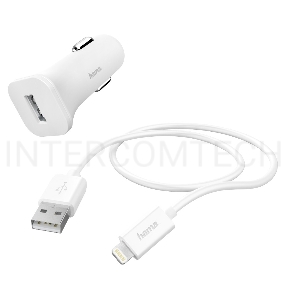 Автомобильное зар./устр. Hama H-183291 1A кабель Apple Lightning белый (00183291)
