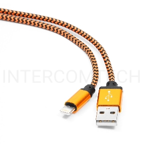 Кабель Gembird USB 2.0 Cablexpert CC-ApUSB2oe1m, AM/Lightning 8P, 1м, нейлоновая оплетка, алюминиевые разъемы, оранжевый, пакет