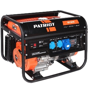 Генератор бензиновый Patriot GP 6510 474101565 {Двигатель: 4т, OHV, АИ-92, 389 сс, 13 л.с; Мощность ном/макс: 5.0/5.5 кВт; Объём бака: 25 л; Розетки: 2 евро 16А,1 евро 32А; Вес: 71 кг;}