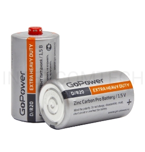 Батарейка GoPower R20 D Shrink 2 Heavy Duty 1.5V (упаковка 12 шт)