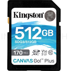 Флеш карта SD 512GB Kingston SDXC Class 10 UHS-I U3 V30 Canvas Go Plus 170MB/s