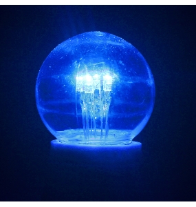 Лампа шар e27 6 LED  Ø45мм - синяя, прозрачная колба, эффект лампы накаливания