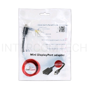 Переходник miniDisplayPort - DisplayPort, Cablexpert A-mDPM-DPF-001, 20M/20F, длина 16см, черный, пакет