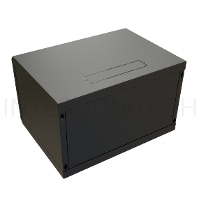 Шкаф коммутационный WRline (WR-TW-0945-GP-RAL9004) настенный 9U 600x450мм пер.дв.стекл 2 бок.пан. 60кг черный 370мм 500мм IP20 сталь