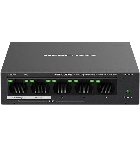 Настольный коммутатор Mercusys MS105GP с 5 гигабитными портами (4 порта PoE+)