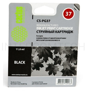 Картридж струйный Cactus CS-PG37 черный для Canon Pixma iP1800/iP2500/iP2600 (9ml)