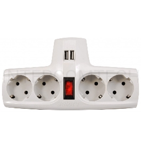 Разветвитель ZIS Pilot T USB, 4 розетки (евро с заземлением), 2*USB