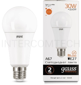 Лампа светодиодная Led Elementary A67 30Вт E27 3000К Gauss 73219
