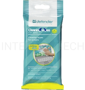 Чистящие салфетки Defender CLN 30202 ECO для экранов всех типов / мягкая упаковка / 20 шт / Россия.