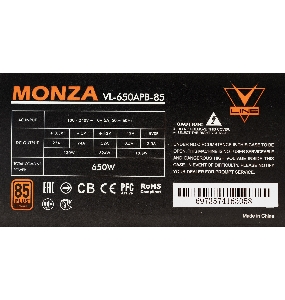Блок питания Formula ATX 650W MONZA VL-650APB-85 80+ bronze (24+4+4pin) APFC 120mm fan 7xSATA RTL