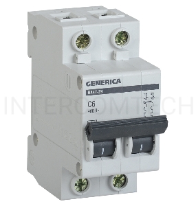 Выключатель автоматический IEK Generica MVA25-2-006-C 6A тип C 4.5kA 2П 400В 2мод серый (упак.:1шт)