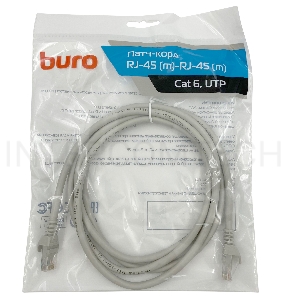 Патч-корд Buro Basic UTP 4 пары cat6 CCA molded 2м серый RJ-45 (m)-RJ-45 (m)
