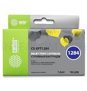 Картридж струйный Cactus CS-EPT1284 желтый для Epson Stylus S22/SX125/SX420/SX425 (7ml)