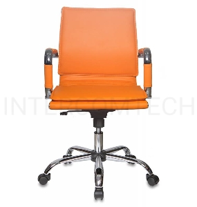 Кресло руководителя Бюрократ CH-993-Low/orange низкая спинка оранжевый искусственная кожа крестовина хромированная