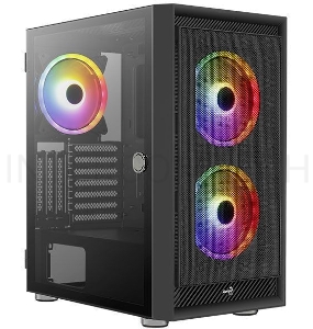 Корпус Aerocool Graphite-G-BK-v2 черный без БП ATX 3x140mm 2xUSB3.0 audio