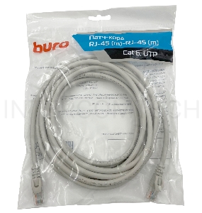 Патч-корд Buro Basic UTP 4 пары cat6 CCA molded 5м серый RJ-45 (m)-RJ-45 (m)