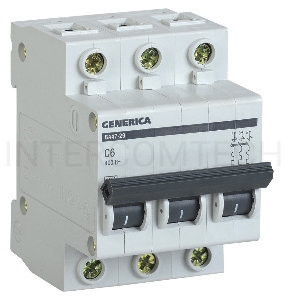 Выключатель автоматический Iek MVA25-3-006-C ВА47-29 3Р 6А 4,5кА х-ка С GENERICA