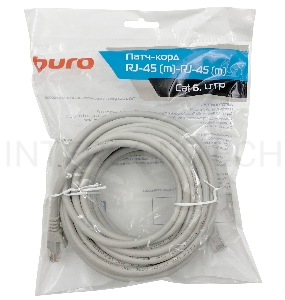 Патч-корд Buro Basic UTP 4 пары cat6 CCA molded 10м серый RJ-45 (m)-RJ-45 (m)