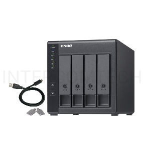 Полка расширения сетевого хранилища без дисков channel QNAP DAS TR-004 4 Bay 2.5/3.5 SATA  Type-C USB 3.1 Gen 1 (5 Gb/s ) Direct Attached Storage with Hardware RAID