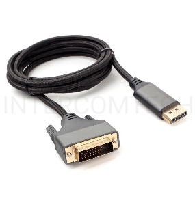 Кабель DisplayPort->DVI Cablexpert CC-DPM-DVIM-4K-6, 4K, 1.8м, 20M/25M, нейлоновая оплетка, метал. разъемы, пакет