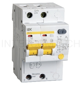 Выключатель автоматический  Iek MAD10-2-050-C-030 АД12 2Р 50А  30мА ИЭК