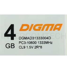 Память Digma 4Gb DDR3 1333MHz DGMAD31333004D RTL PC3-10600 CL9 DIMM 240-pin 1.5В dual rank