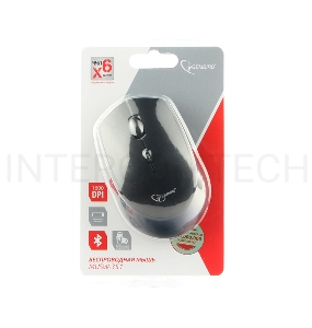 Gembird MUSW-351 {Мышь беспроводная, Bluetooth v.3.0, черный, встроенный аккумулятор, 3 кнопки+колесо-кнопка, 1600 DPI,  блистер}