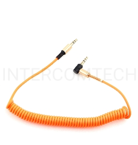 Кабель аудио 90˚ спиральный Cablexpert CCAB-02-35MMLC-1.8MO. 3.5 джек (M)/3.5 джек (M), оранжевый, 1.8м, блистер