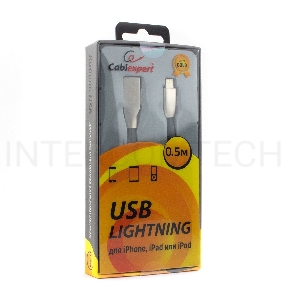 Кабель Cablexpert для Apple CC-G-APUSB01Bk-0.5M, AM/Lightning, серия Gold, длина 0.5м, черный, блистер