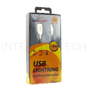 Кабель Cablexpert для Apple CC-G-APUSB01Bk-1.8M, AM/Lightning, серия Gold, длина 1.8м, черный, блистер