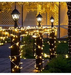 Гирлянда «Нить» 10 м, 200 LED, прозрачный ПВХ, цвет свечения теплый белый NEON-NIGHT