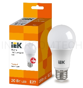 Лампа Iek LLE-A60-20-230-30-E27 светодиодная ECO A60 шар 20Вт 230В 3000К E27 IEK