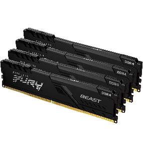 Память оперативная Kingston 64GB 2666MHz DDR4 CL16 DIMM (Kit of 4) 1Gx8 FURY Beast Black