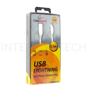 Кабель Cablexpert для Apple CC-G-APUSB01W-0.5M, AM/Lightning, серия Gold, длина 0.5м, белый, блистер